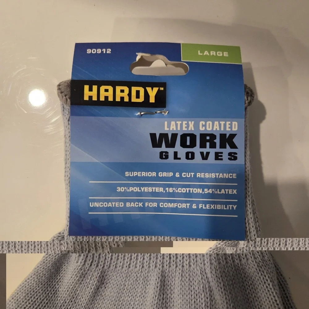 NEW HARDY Latex-Dipped Work Gloves, Large Work Gloves
